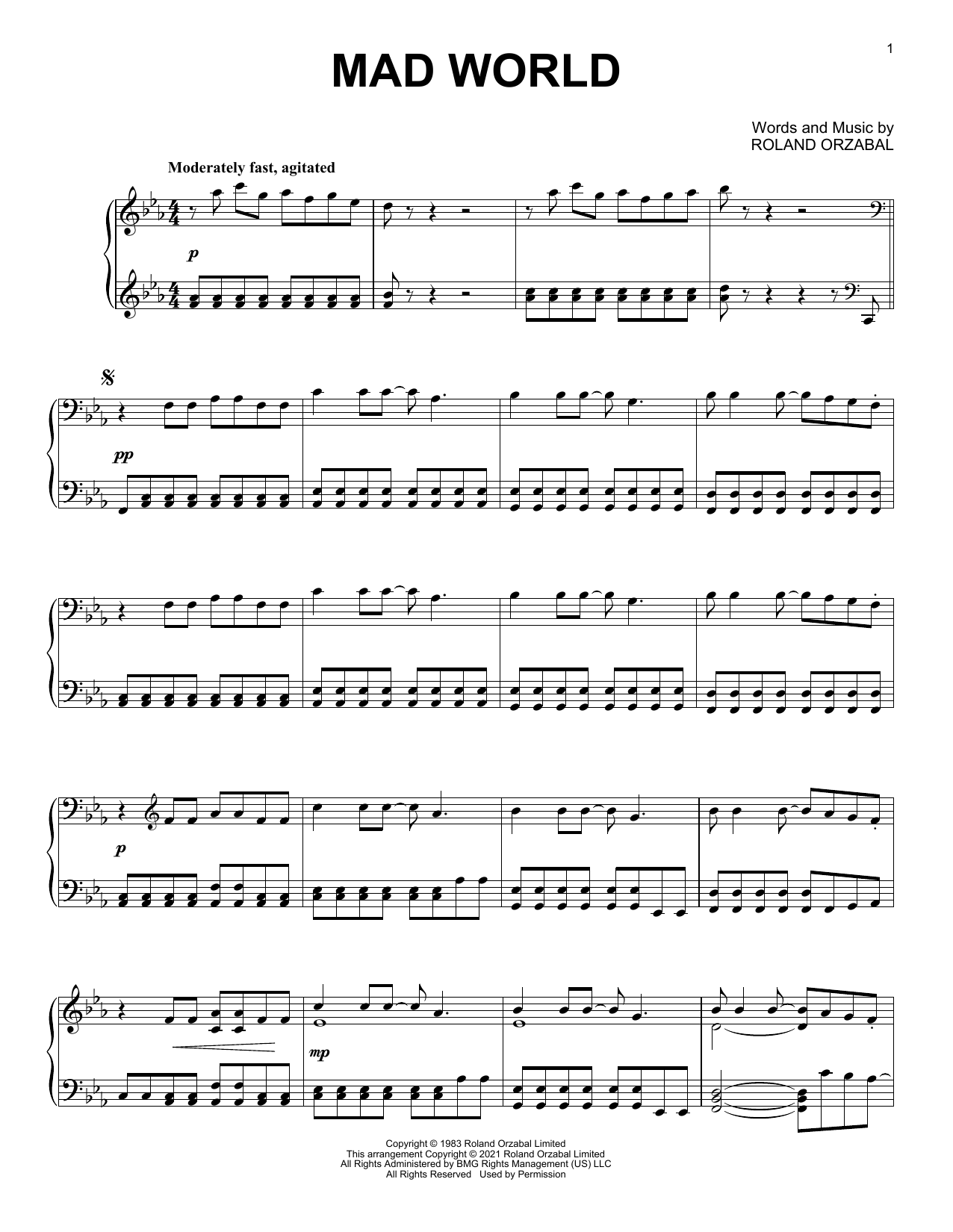 Download Michael Andrews & Gary Jules Mad World [Classical version] Sheet Music and learn how to play Piano Solo PDF digital score in minutes