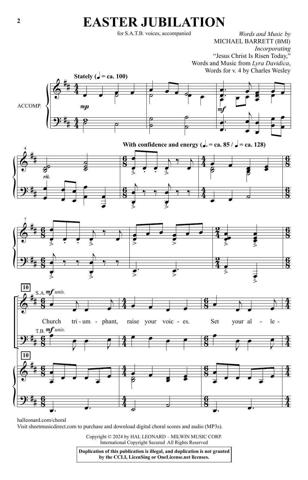 Download Michael Barrett Easter Jubilation Sheet Music and learn how to play SATB Choir PDF digital score in minutes