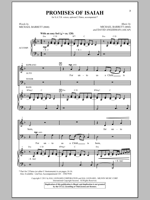 Download Michael Barrett Promises Of Isaiah Sheet Music and learn how to play SATB PDF digital score in minutes