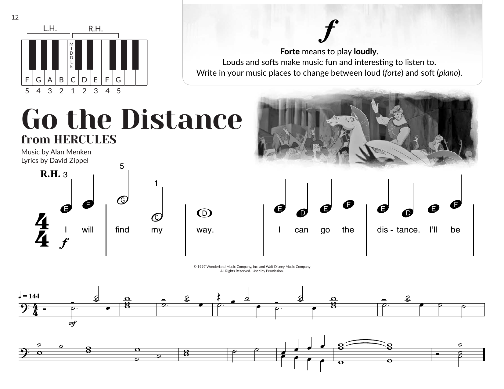 Download Michael Bolton Go The Distance (arr. Brittany McCorriston) Sheet Music and learn how to play Very Beginner Piano PDF digital score in minutes