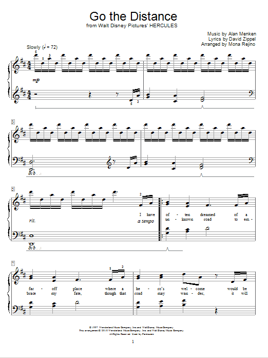 Download Michael Bolton Go The Distance Sheet Music and learn how to play Easy Piano PDF digital score in minutes