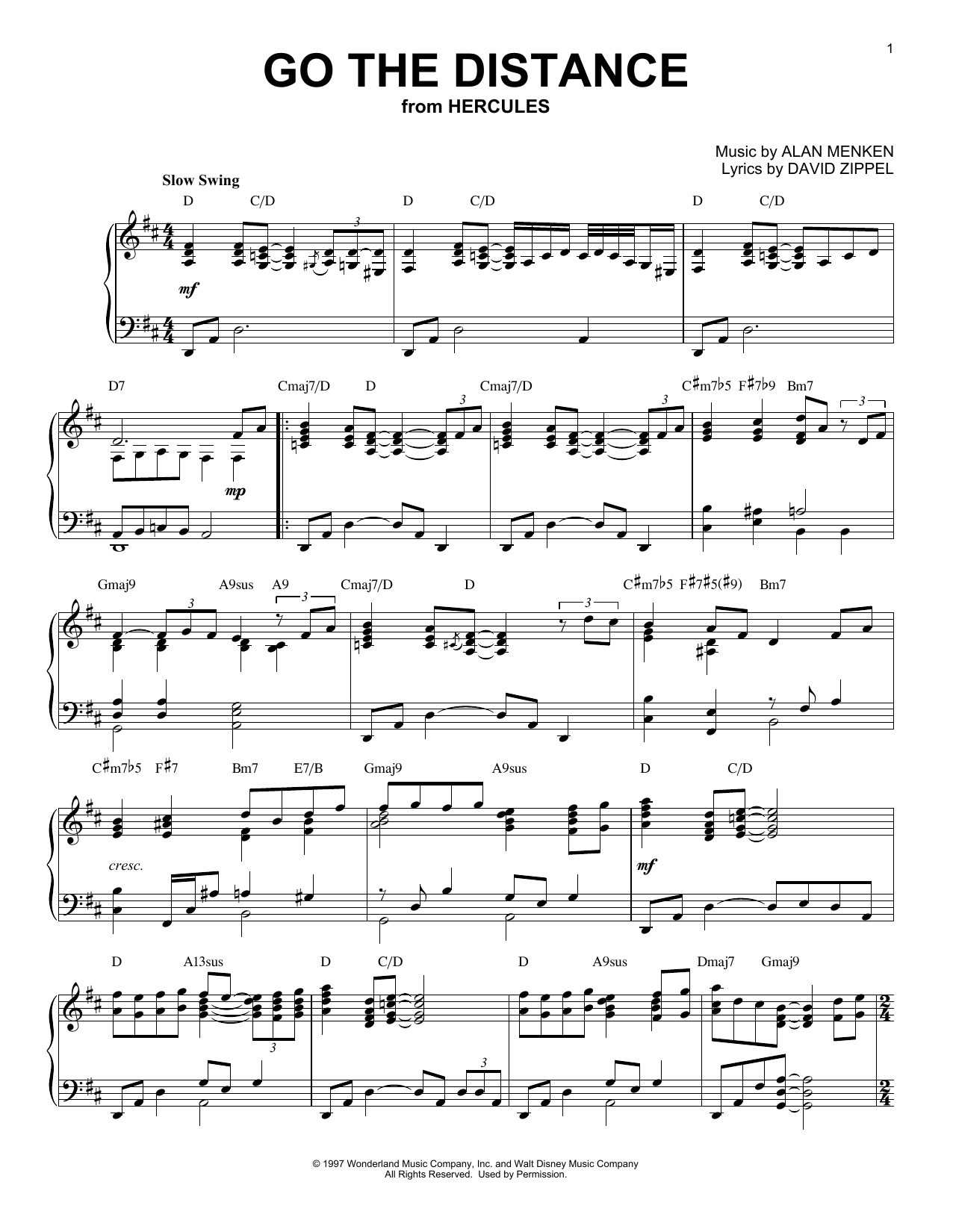 Download Michael Bolton Go The Distance Sheet Music and learn how to play Piano PDF digital score in minutes