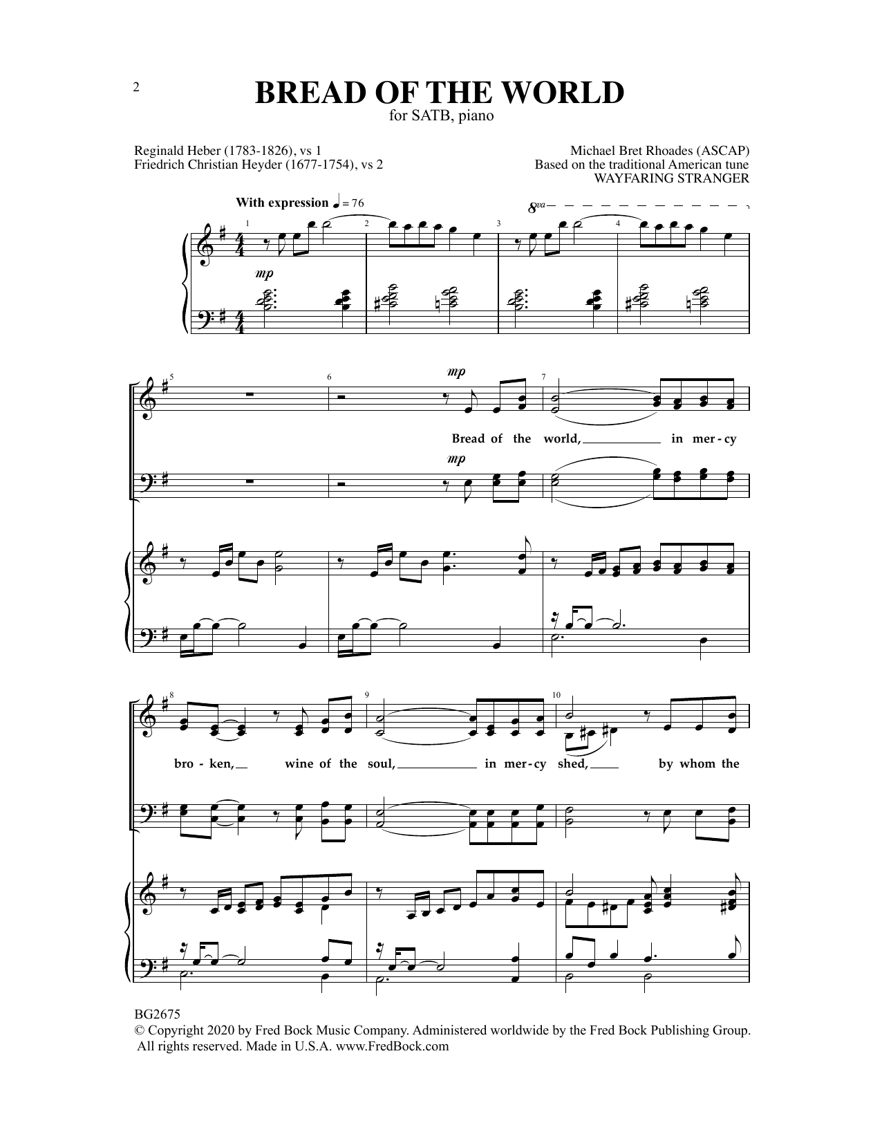 Download Michael Bret Rhoades Bread Of The World Sheet Music and learn how to play SATB Choir PDF digital score in minutes