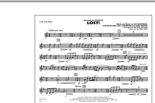Download Michael Brown Lost! - 1st Bb Trumpet Sheet Music and learn how to play Marching Band PDF digital score in minutes