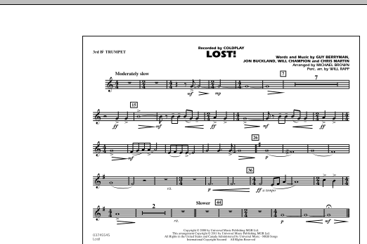 Download Michael Brown Lost! - 3rd Bb Trumpet Sheet Music and learn how to play Marching Band PDF digital score in minutes