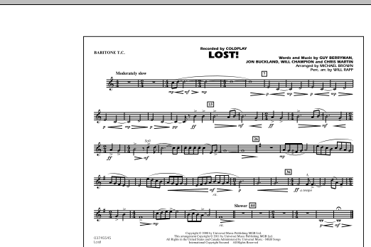 Download Michael Brown Lost! - Baritone T.C. Sheet Music and learn how to play Marching Band PDF digital score in minutes