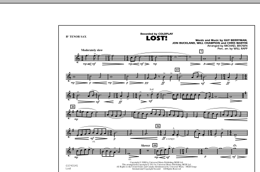 Download Michael Brown Lost! - Bb Tenor Sax Sheet Music and learn how to play Marching Band PDF digital score in minutes