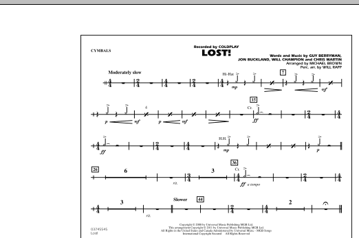 Download Michael Brown Lost! - Cymbals Sheet Music and learn how to play Marching Band PDF digital score in minutes