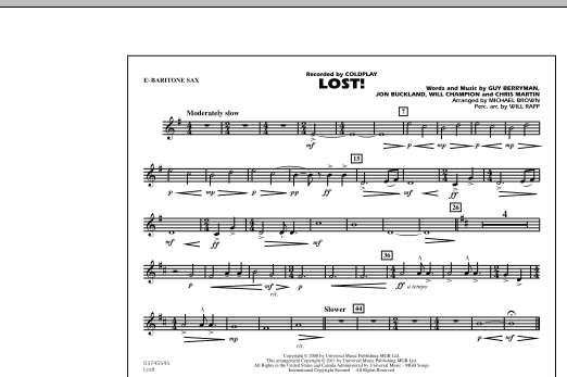 Download Michael Brown Lost! - Eb Baritone Sax Sheet Music and learn how to play Marching Band PDF digital score in minutes