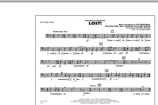 Download Michael Brown Lost! - Electric Bass Sheet Music and learn how to play Marching Band PDF digital score in minutes