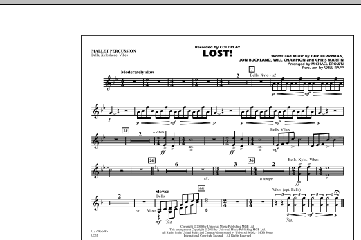 Download Michael Brown Lost! - Mallet Percussion Sheet Music and learn how to play Marching Band PDF digital score in minutes