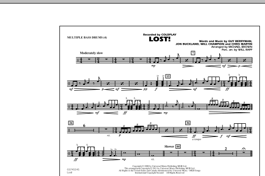 Download Michael Brown Lost! - Multiple Bass Drums Sheet Music and learn how to play Marching Band PDF digital score in minutes