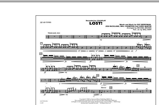 Download Michael Brown Lost! - Quad Toms Sheet Music and learn how to play Marching Band PDF digital score in minutes