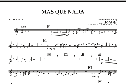 Download Michael Brown Mas Que Nada - Bb Trumpet 1 Sheet Music and learn how to play Concert Band PDF digital score in minutes