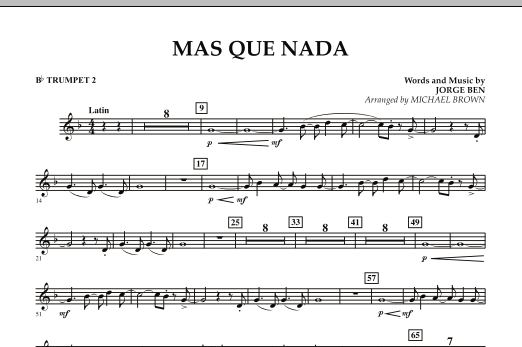 Download Michael Brown Mas Que Nada - Bb Trumpet 2 Sheet Music and learn how to play Concert Band PDF digital score in minutes