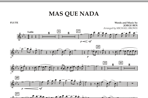 Download Michael Brown Mas Que Nada - Flute Sheet Music and learn how to play Concert Band PDF digital score in minutes