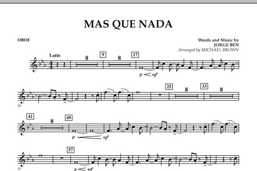 Download Michael Brown Mas Que Nada - Oboe Sheet Music and learn how to play Concert Band PDF digital score in minutes