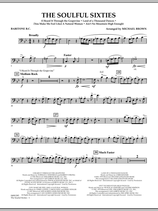 Download Michael Brown The Soulful Sixties - Baritone B.C. Sheet Music and learn how to play Concert Band PDF digital score in minutes
