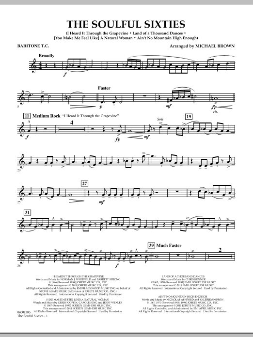 Download Michael Brown The Soulful Sixties - Baritone T.C. Sheet Music and learn how to play Concert Band PDF digital score in minutes