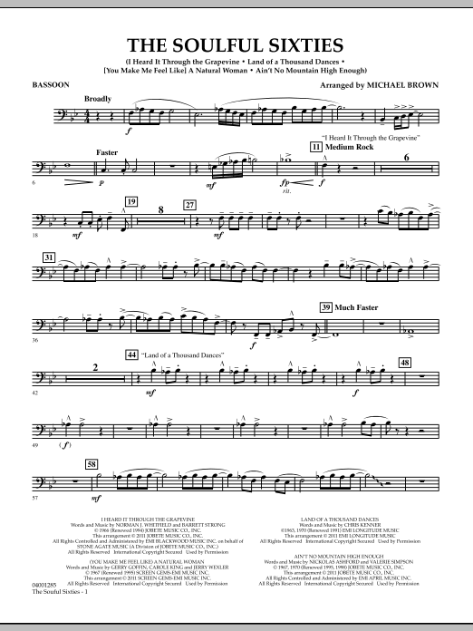 Download Michael Brown The Soulful Sixties - Bassoon Sheet Music and learn how to play Concert Band PDF digital score in minutes