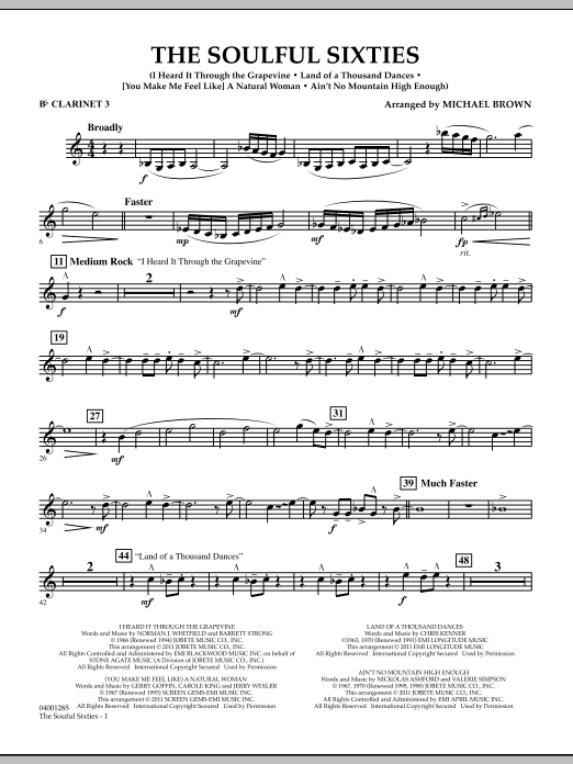 Download Michael Brown The Soulful Sixties - Bb Clarinet 3 Sheet Music and learn how to play Concert Band PDF digital score in minutes