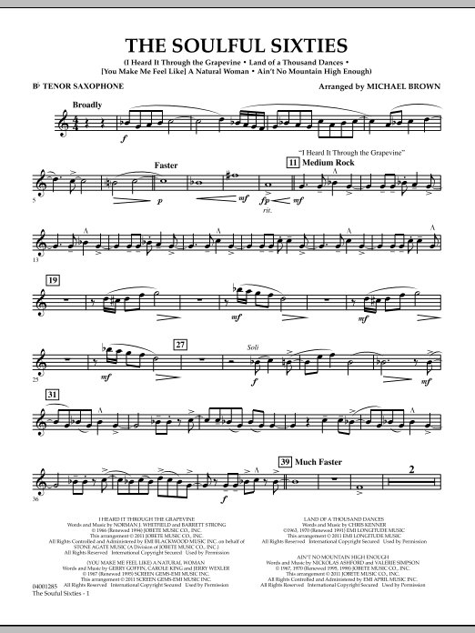 Download Michael Brown The Soulful Sixties - Bb Tenor Saxophone Sheet Music and learn how to play Concert Band PDF digital score in minutes