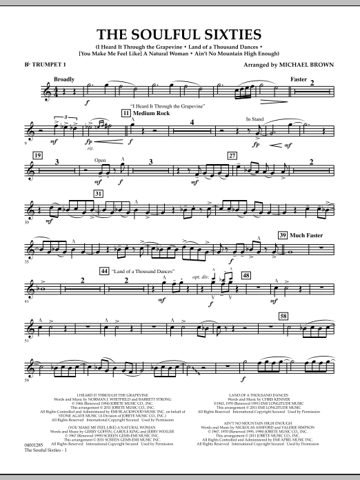 Download Michael Brown The Soulful Sixties - Bb Trumpet 1 Sheet Music and learn how to play Concert Band PDF digital score in minutes