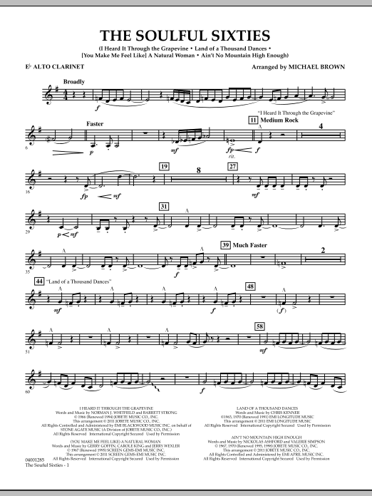 Download Michael Brown The Soulful Sixties - Eb Alto Clarinet Sheet Music and learn how to play Concert Band PDF digital score in minutes
