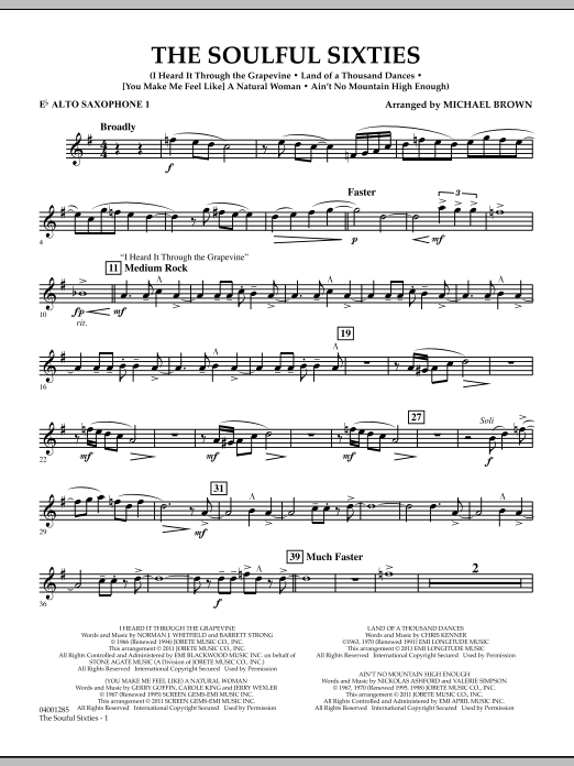 Download Michael Brown The Soulful Sixties - Eb Alto Saxophone 1 Sheet Music and learn how to play Concert Band PDF digital score in minutes