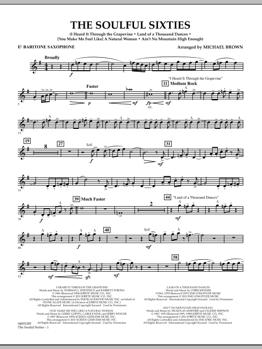Download Michael Brown The Soulful Sixties - Eb Baritone Saxophone Sheet Music and learn how to play Concert Band PDF digital score in minutes
