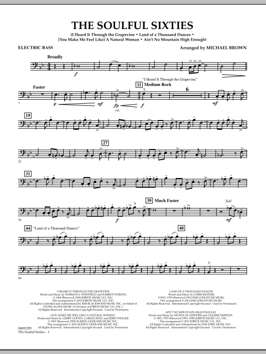 Download Michael Brown The Soulful Sixties - Electric Bass Sheet Music and learn how to play Concert Band PDF digital score in minutes