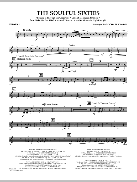 Download Michael Brown The Soulful Sixties - F Horn 2 Sheet Music and learn how to play Concert Band PDF digital score in minutes