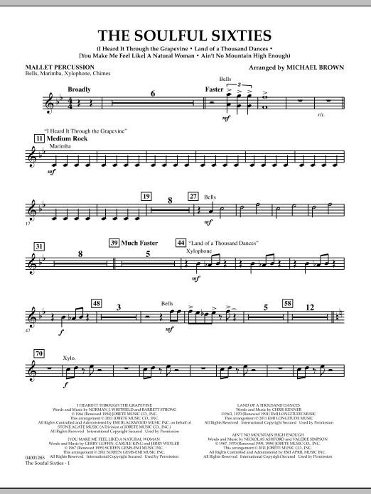 Download Michael Brown The Soulful Sixties - Mallet Percussion Sheet Music and learn how to play Concert Band PDF digital score in minutes