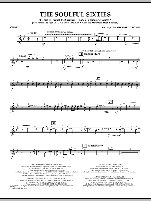 Download Michael Brown The Soulful Sixties - Oboe Sheet Music and learn how to play Concert Band PDF digital score in minutes