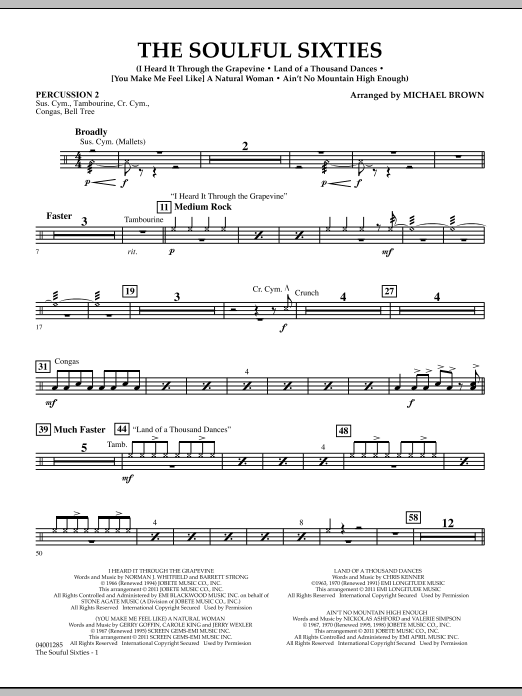 Download Michael Brown The Soulful Sixties - Percussion 2 Sheet Music and learn how to play Concert Band PDF digital score in minutes