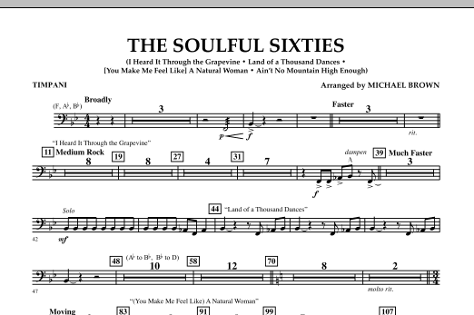 Download Michael Brown The Soulful Sixties - Timpani Sheet Music and learn how to play Concert Band PDF digital score in minutes