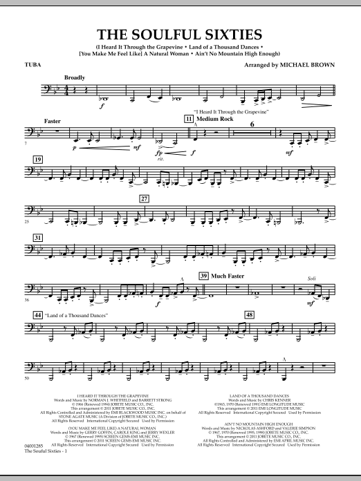 Download Michael Brown The Soulful Sixties - Tuba Sheet Music and learn how to play Concert Band PDF digital score in minutes