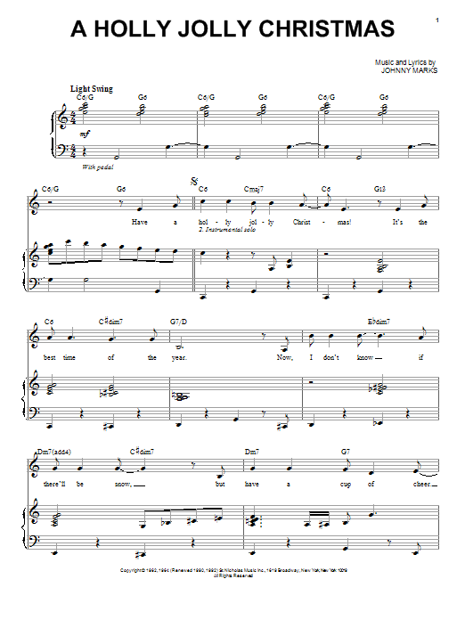 Download Michael Bublé A Holly Jolly Christmas Sheet Music and learn how to play Voice PDF digital score in minutes
