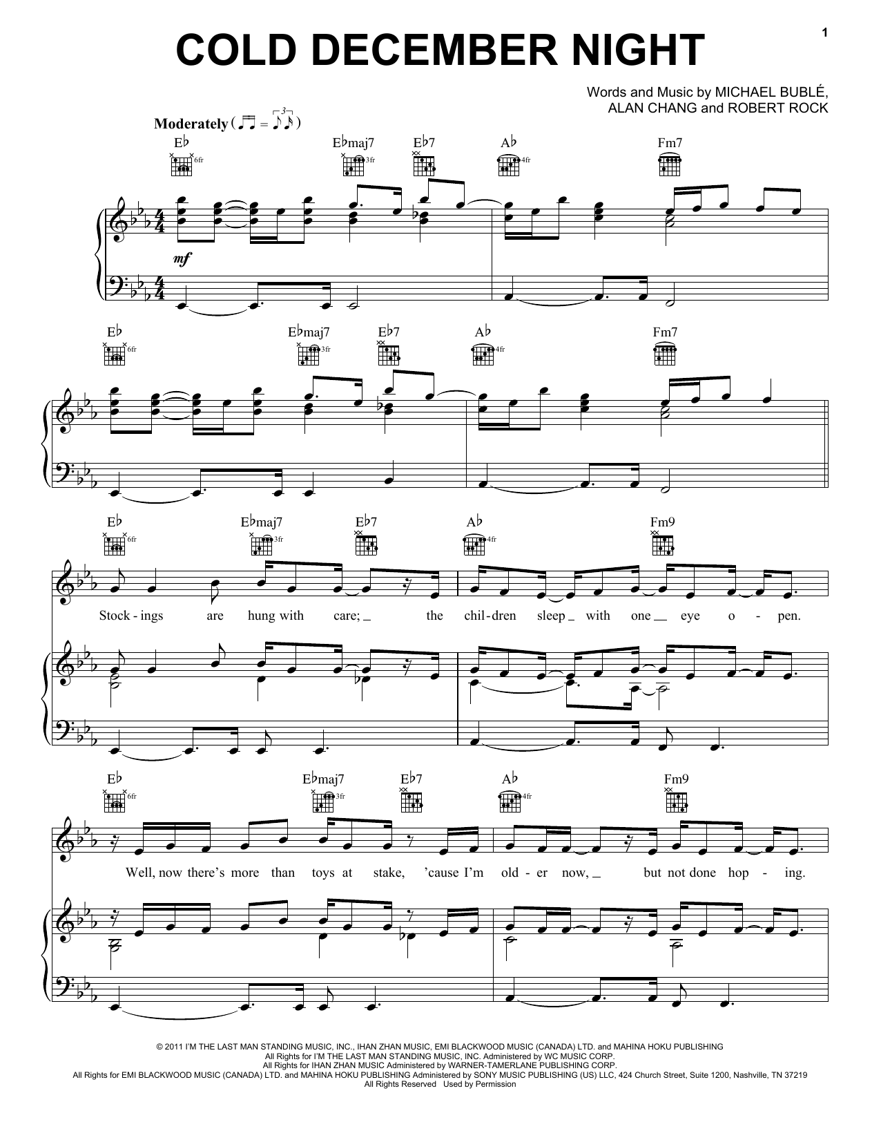 Download Michael Buble Cold December Night Sheet Music and learn how to play Tenor Sax Solo PDF digital score in minutes