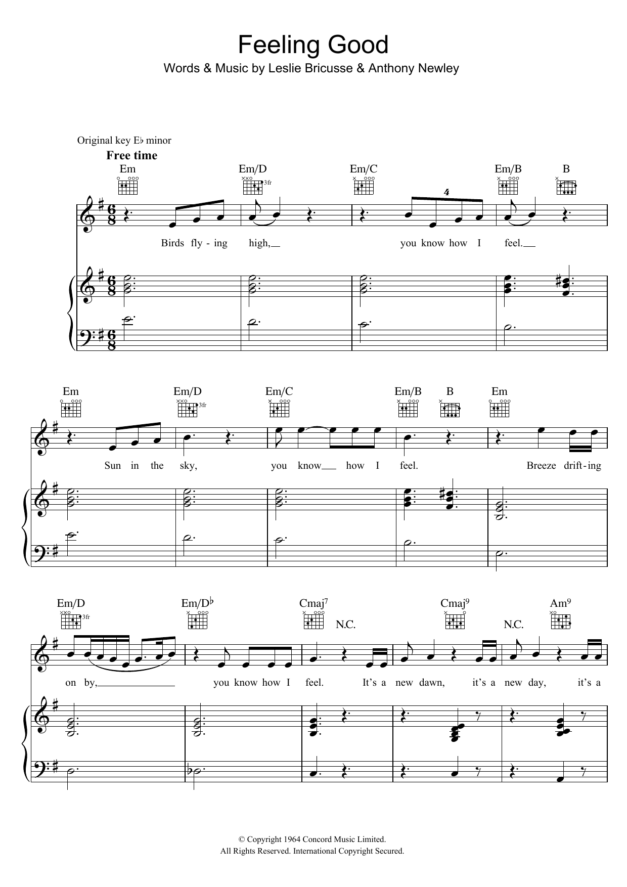 Download Michael Buble Feeling Good Sheet Music and learn how to play Piano, Vocal & Guitar PDF digital score in minutes