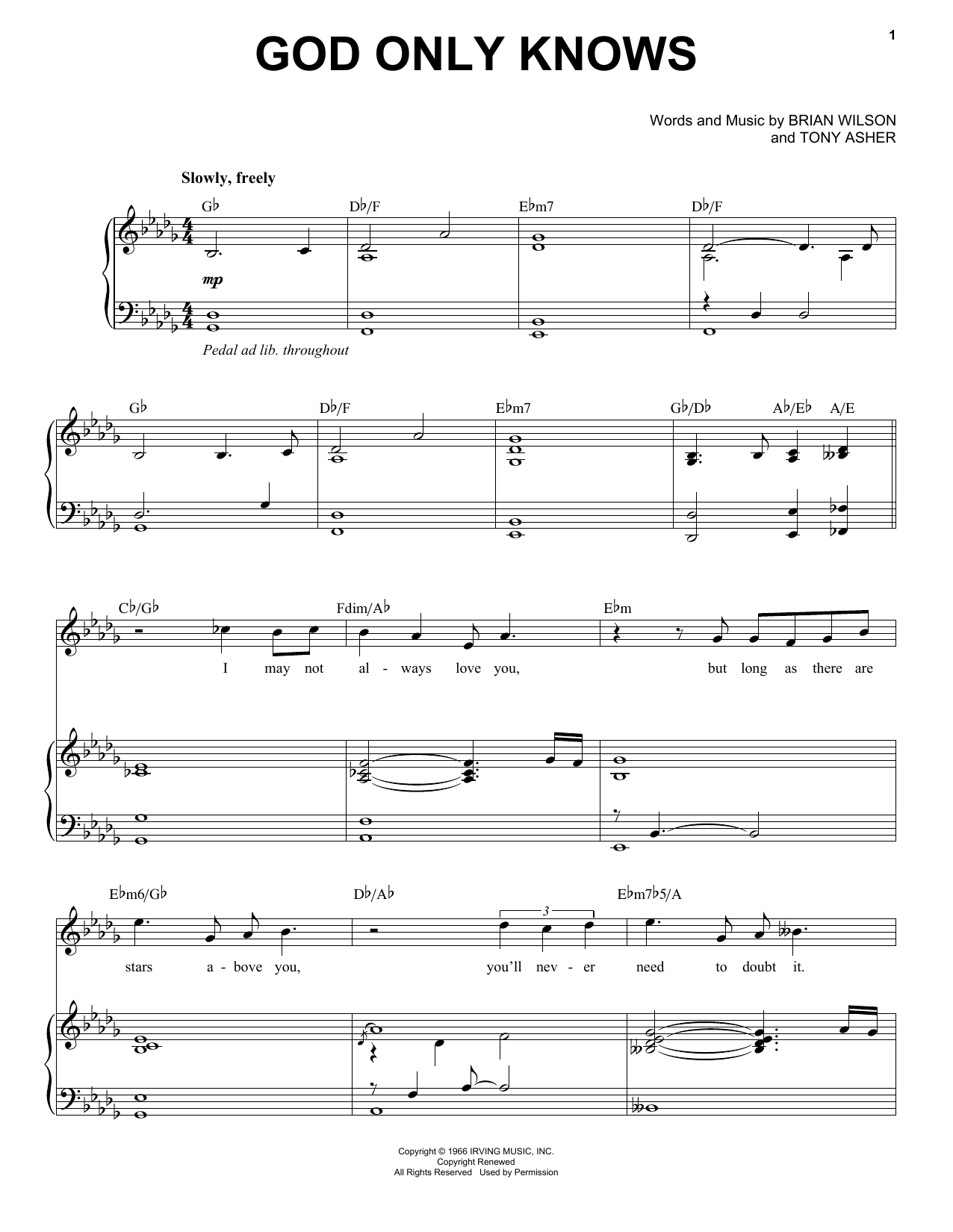 Download Michael Buble God Only Knows Sheet Music and learn how to play Piano & Vocal PDF digital score in minutes