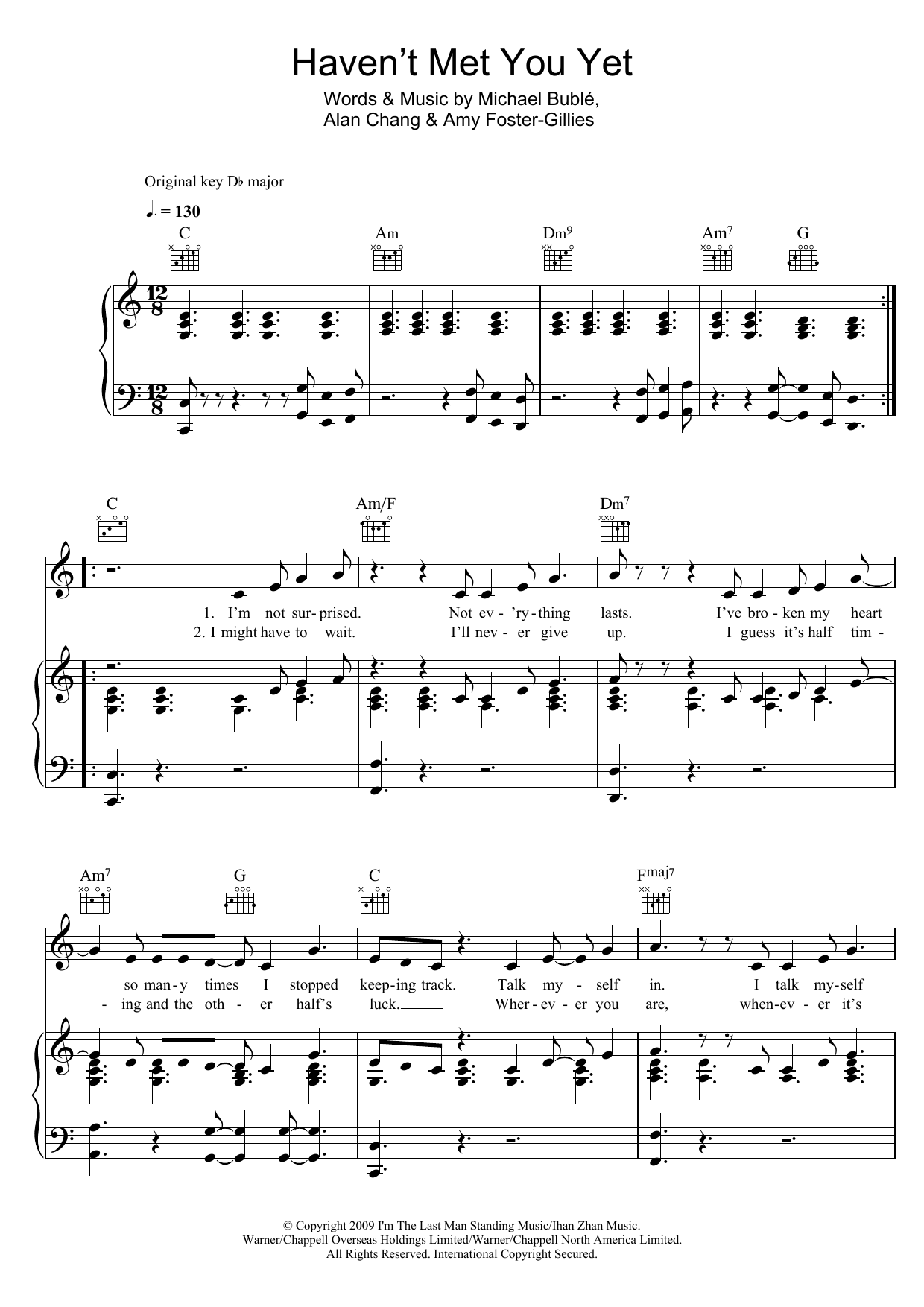 Download Michael Bublé Haven't Met You Yet Sheet Music and learn how to play Voice PDF digital score in minutes