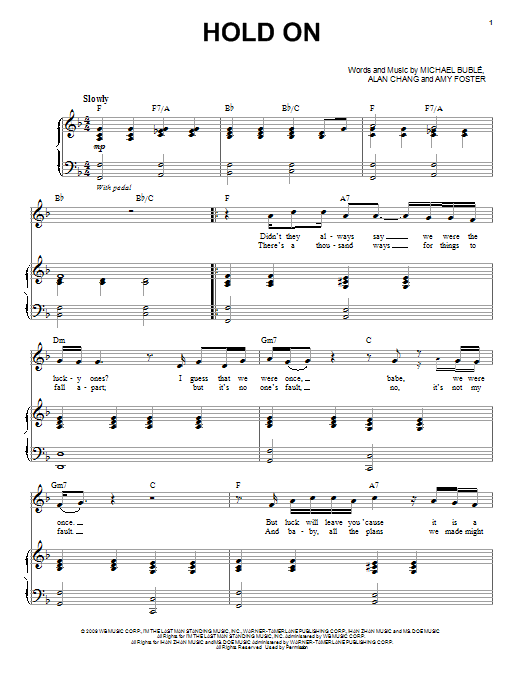 Download Michael Bublé Hold On Sheet Music and learn how to play Voice PDF digital score in minutes