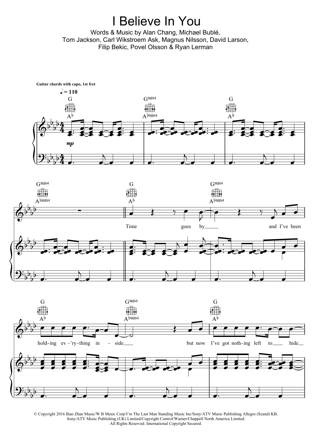 Download Michael Buble I Believe In You Sheet Music and learn how to play Piano, Vocal & Guitar (Right-Hand Melody) PDF digital score in minutes
