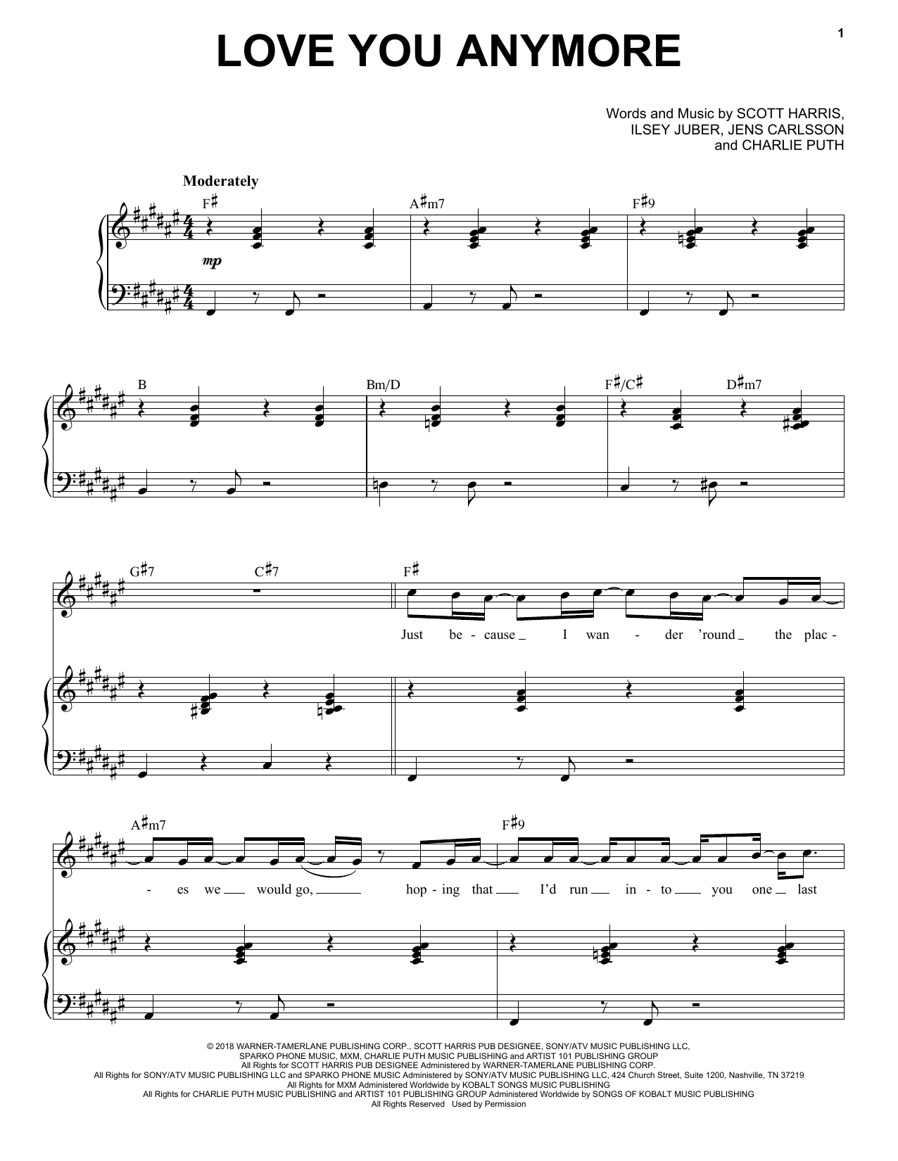 Download Michael Bublé Love You Anymore Sheet Music and learn how to play Piano & Vocal PDF digital score in minutes