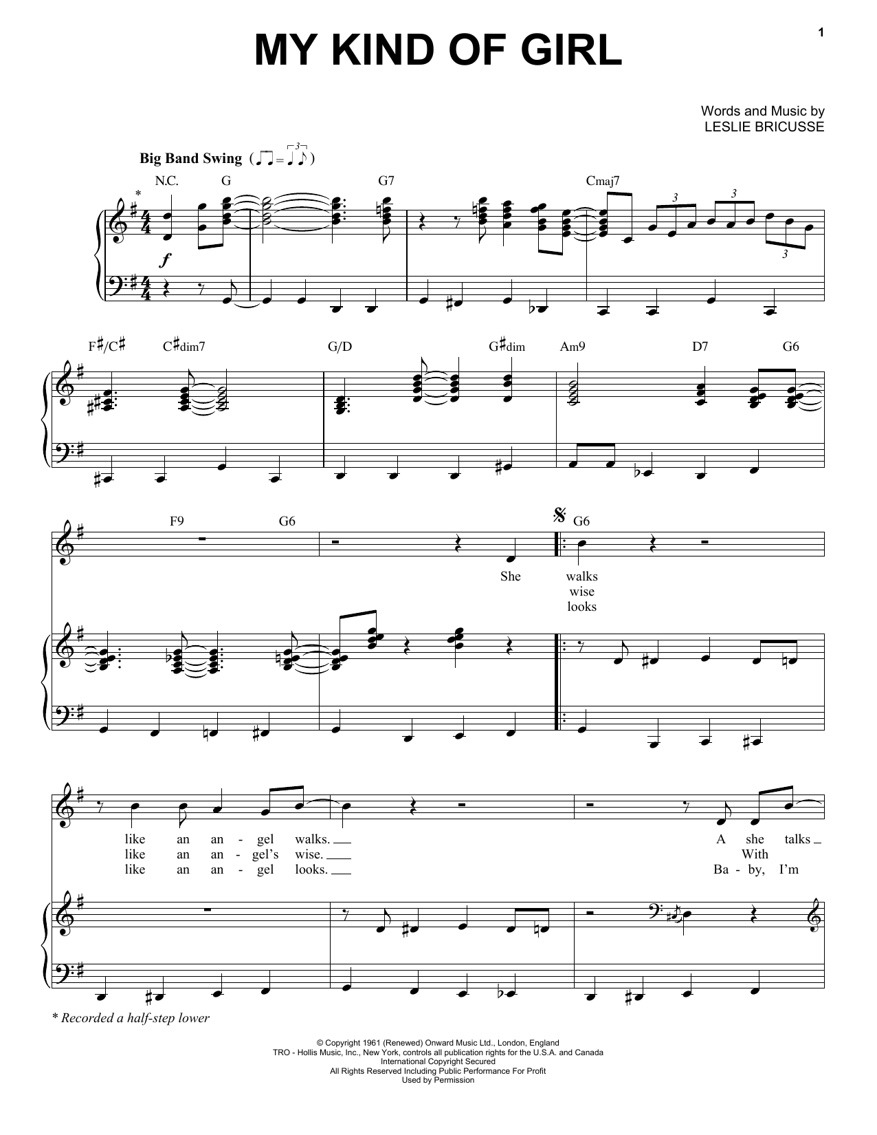 Download Michael Buble My Kind Of Girl Sheet Music and learn how to play Piano & Vocal PDF digital score in minutes
