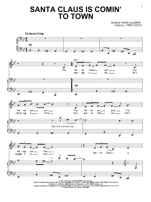 Download Michael Bublé Santa Claus Is Comin' To Town Sheet Music and learn how to play Voice PDF digital score in minutes