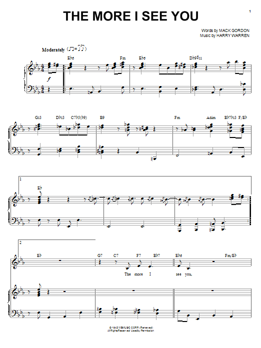 Download Michael Buble The More I See You Sheet Music and learn how to play Piano, Vocal & Guitar (Right-Hand Melody) PDF digital score in minutes