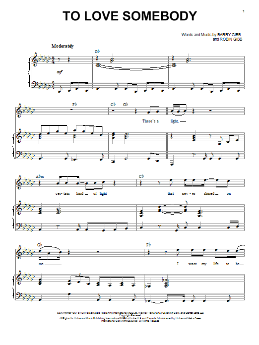 Download Michael Buble To Love Somebody Sheet Music and learn how to play Piano, Vocal & Guitar (Right-Hand Melody) PDF digital score in minutes