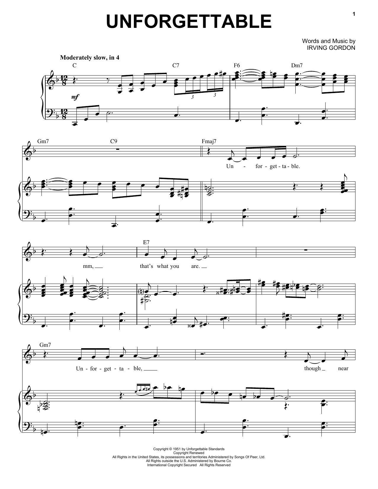 Download Michael Bublé Unforgettable Sheet Music and learn how to play Piano & Vocal PDF digital score in minutes
